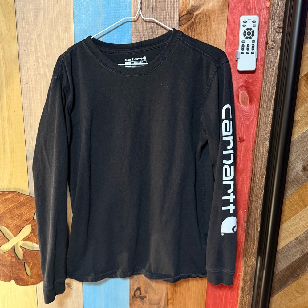 Carhartt Long Sleeve Logo Tee – Black (Women’s S, Loose Fit)